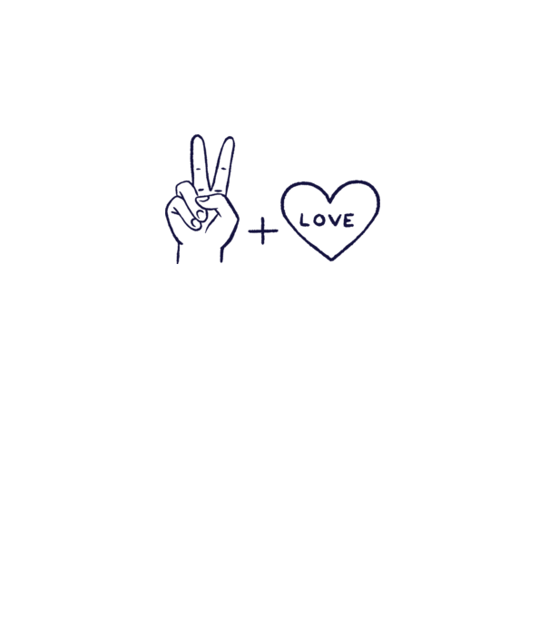 Peace + Love model alb pe tricou