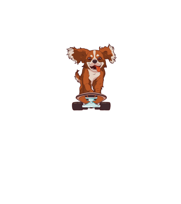 Skateboarding Cavalier King Spaniel model albastru închis pe tricou