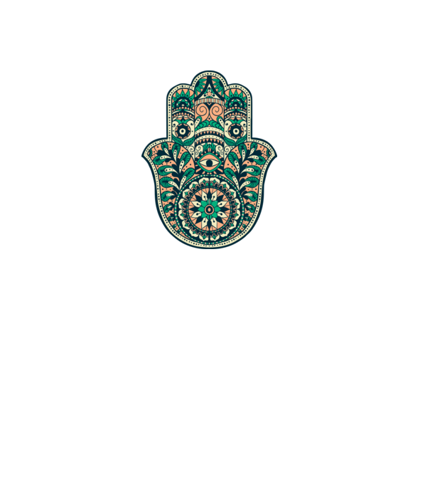 Mână Hamza - Mâna lui Dumnezeu Mandala model alb pe tricou