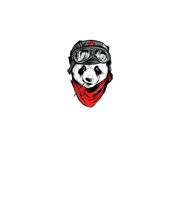 Panda Gerilla model gri pe tricou