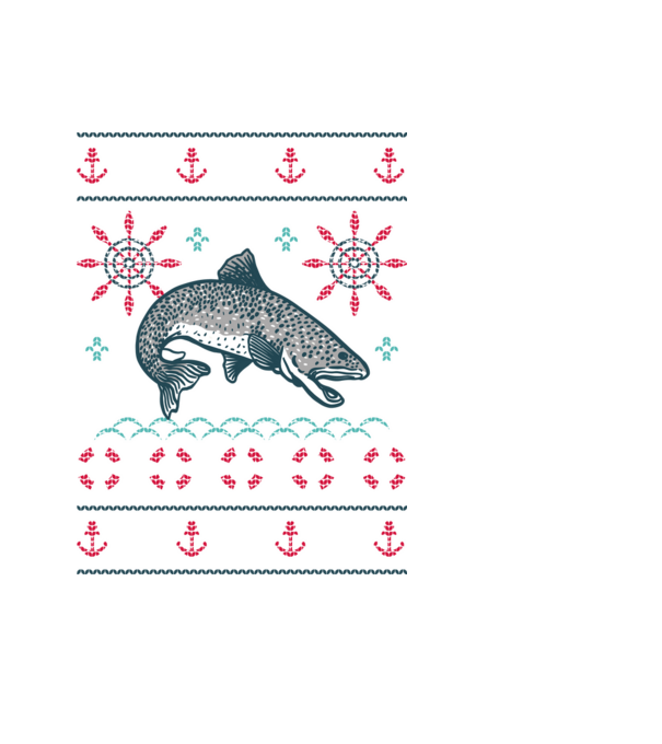 Pulover urât cu pește model negru pe tricou