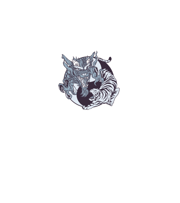 Yin Yang cu animale model alb pe tricou