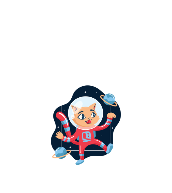 Pisică Astronaut model negru pe tricou