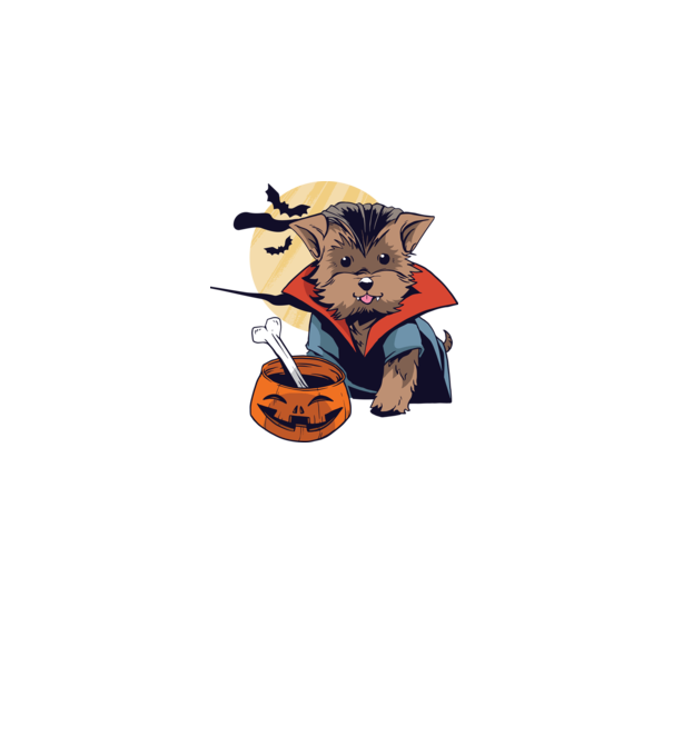 Vampir Yorkie Halloween model albastru regal pe tricou
