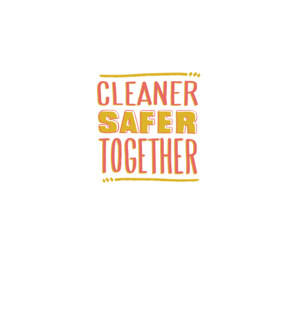 Cleaner Safer Together model alb pe tricou