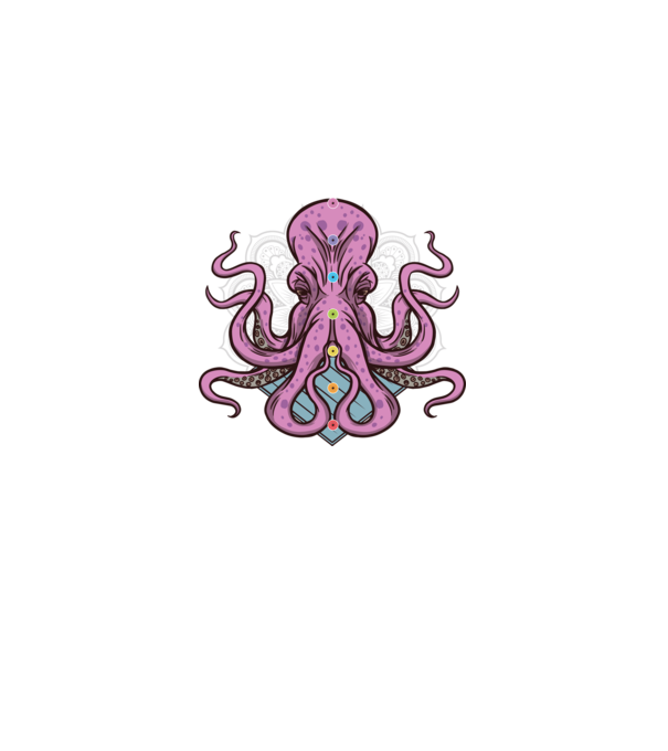 Yoga Octopus model negru pe tricou