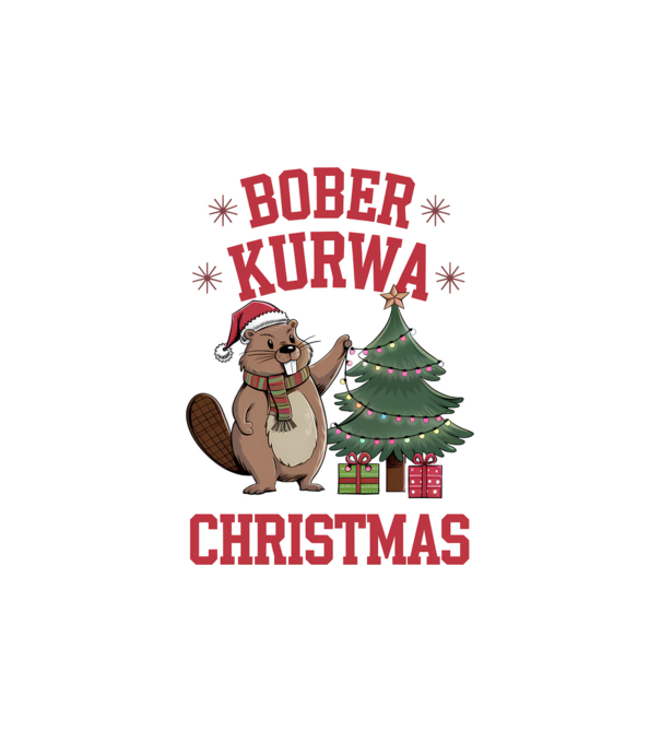 Bober Kurwa Christmas 3 model alb pe tricou