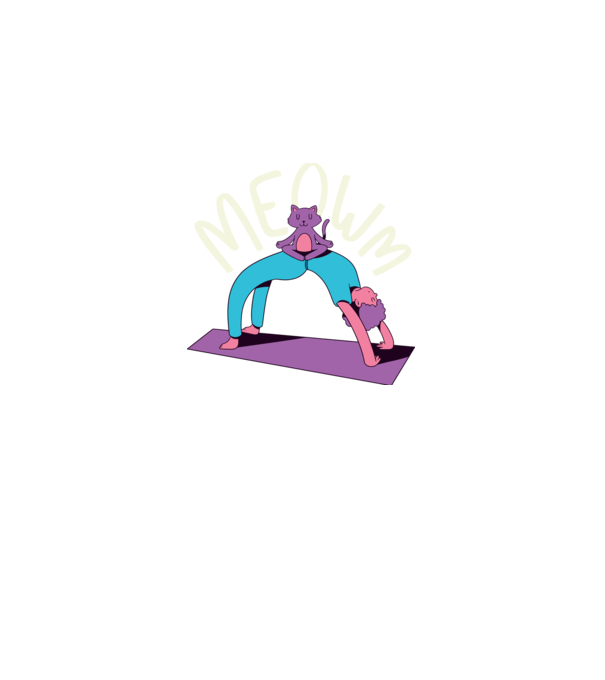 Meowm - Pisică Yoga model negru pe tricou