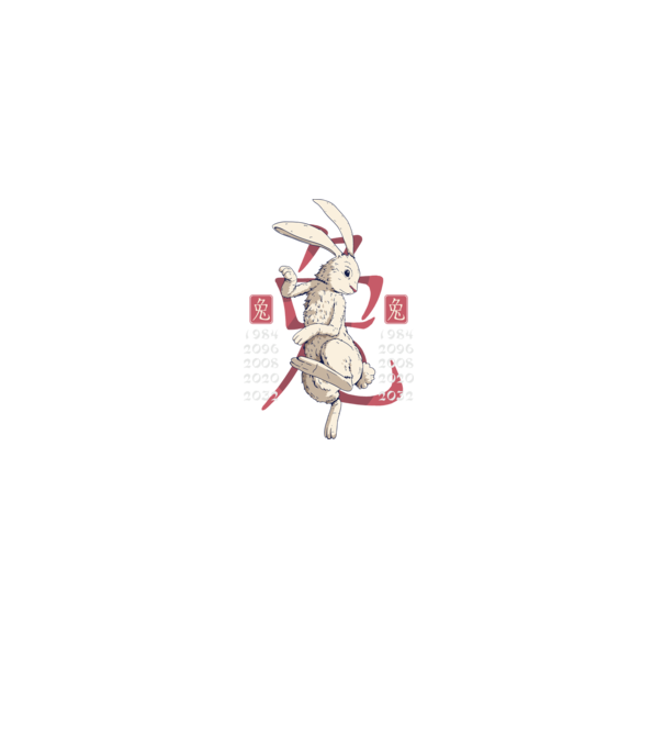 Year of the Rabbit model negru pe tricou