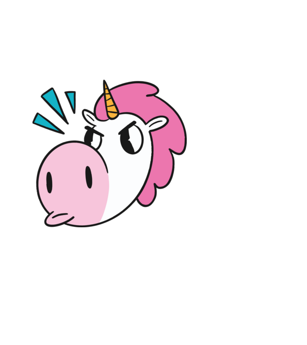 Unicorn supărat model alb pe tricou