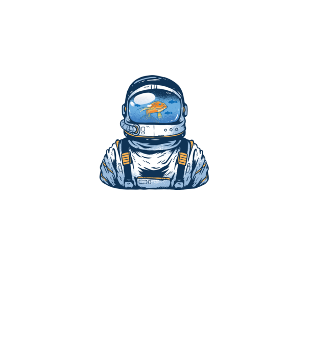 Peștișor auriu Astronaut model negru pe tricou