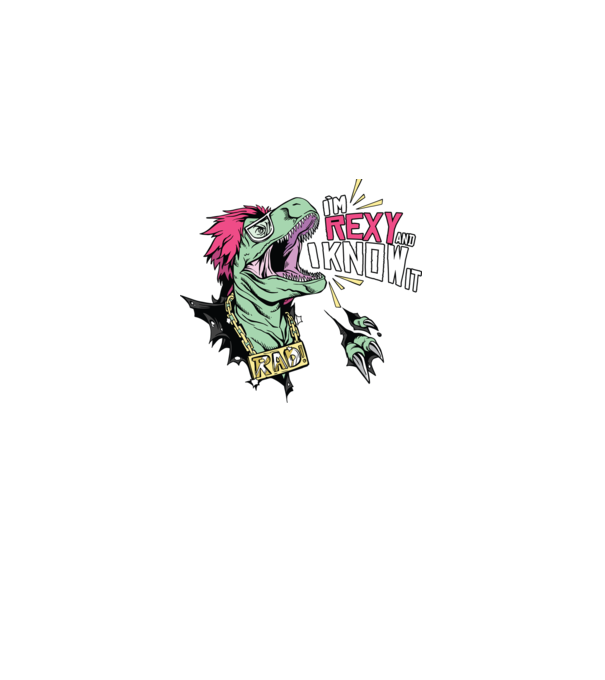 'I''m Rexy and I know it - tricou dinozaur amuzant' model alb pe tricou