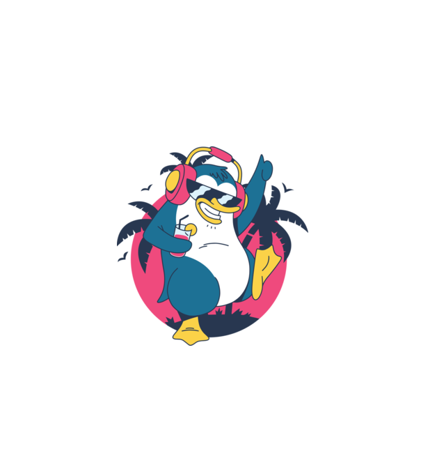 Pinguin de Petrecere model turcoaz pe tricou