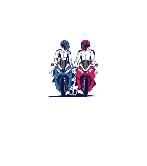 Cuplu de motocicliști model albastru regal pe tricou