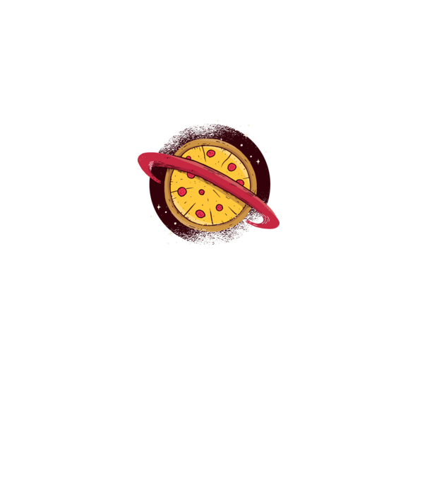 Pizza Planetă model gri pe tricou