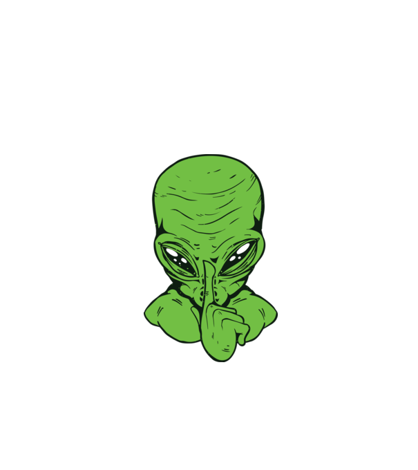 Alien Psst model negru pe tricou