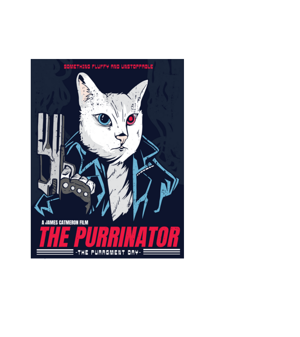 The Purrinator Pisică model negru pe tricou