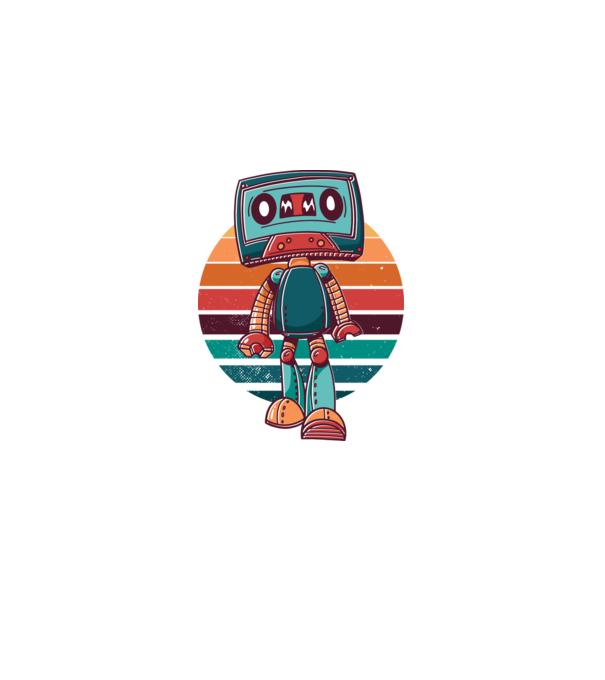 Robot Casetă retro model alb pe tricou