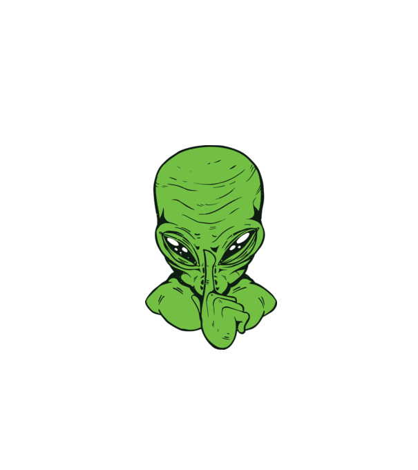 Alien Psst model negru pe tricou