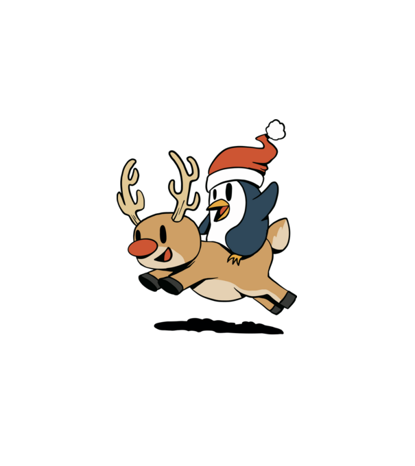 pinguin reindeer cristmas model alb pe tricou