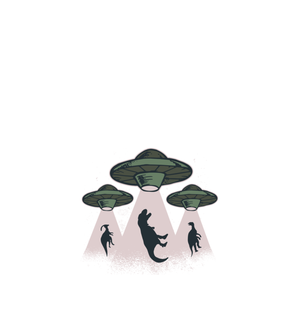 Alien OZN dinozaur model negru pe tricou