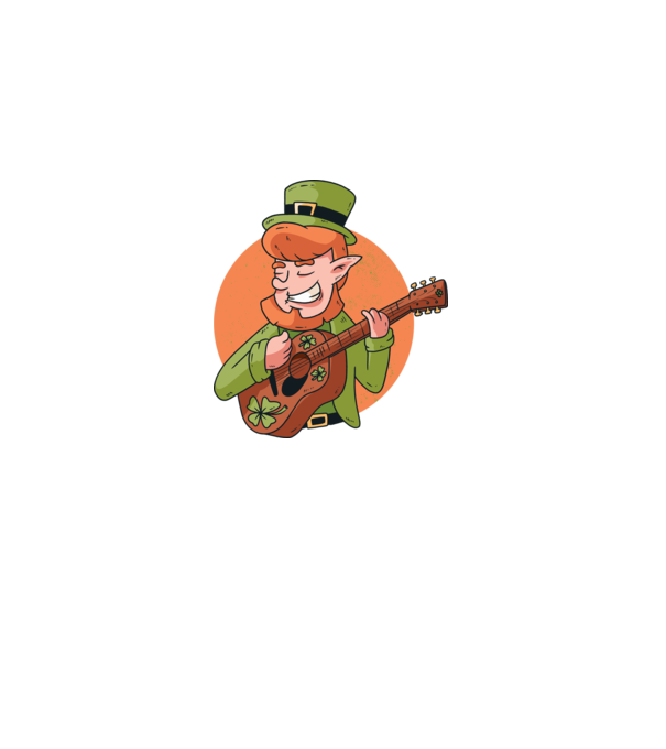 Chitarist Leprechaun irlandez St Patrick model negru pe tricou