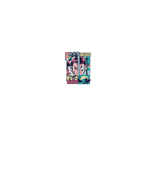 Anime Vaporwave Home Made Warrior model negru pe tricou