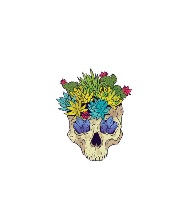 Craniu Cactuși model negru pe tricou