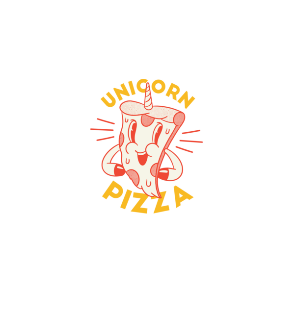 Unicorn Pizza model albastru închis pe tricou