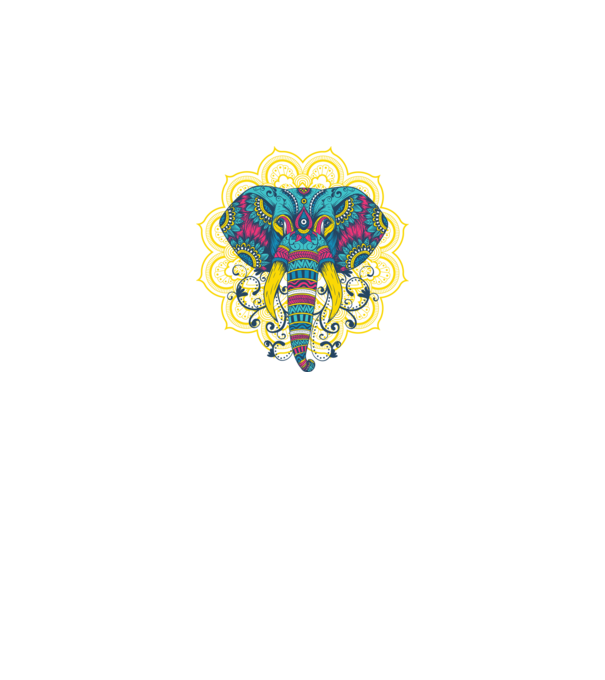 Elefant Mandala Colorat model albastru închis pe tricou