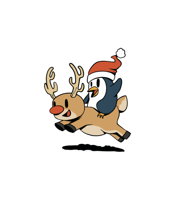 pinguin reindeer cristmas model alb pe tricou