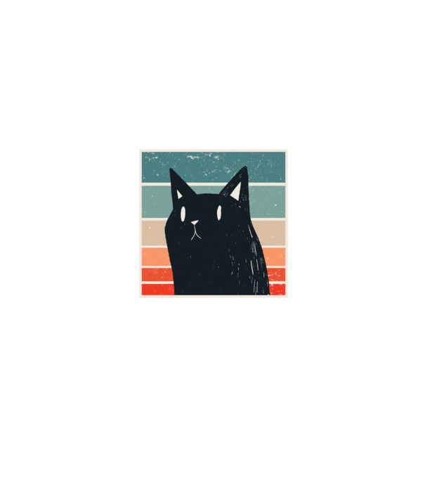 Pisică retro model negru pe tricou