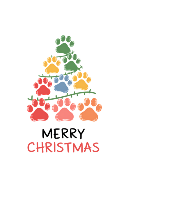Merry Christmas Paws Alb model albastru deschis pe tricou