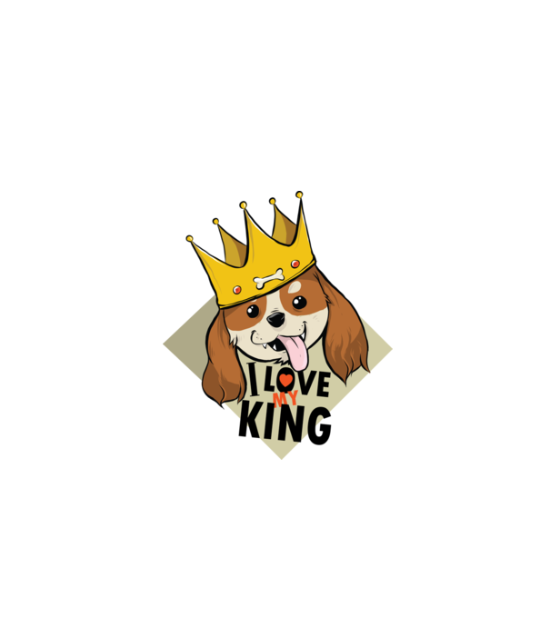 I love my king - Cavalier King Charles tricou cu câine Cocker Spaniel model albastru închis pe tricou