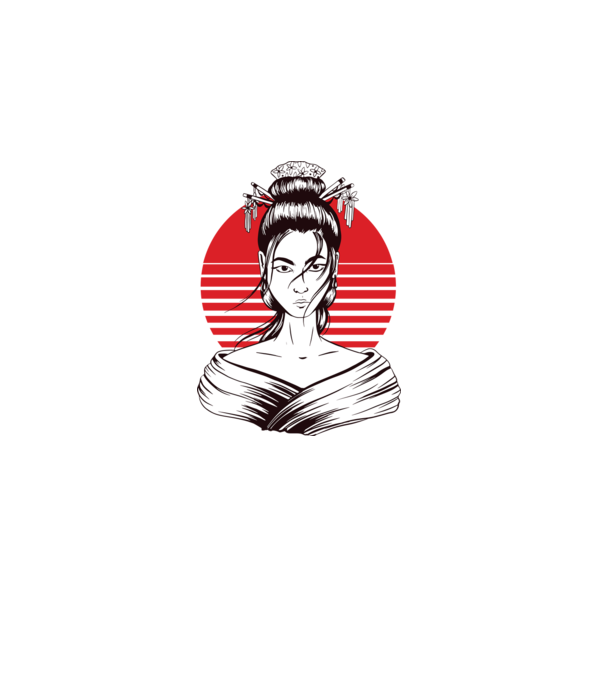 Geisha japoneză model gri pe tricou
