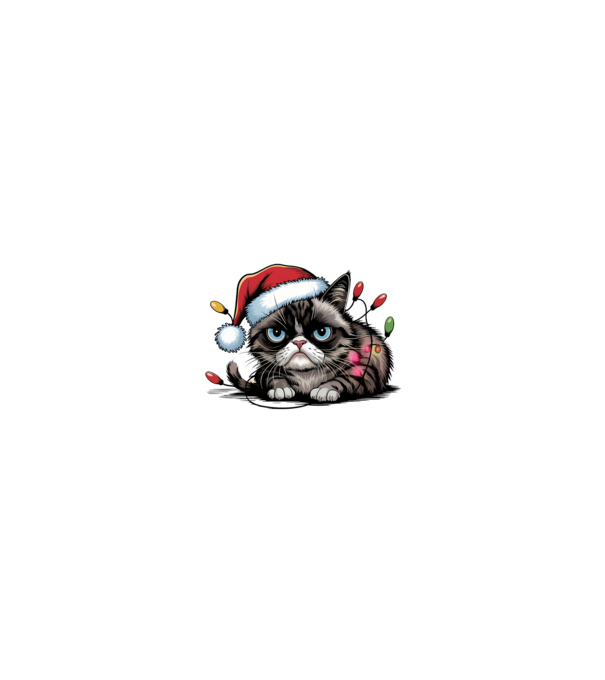 Christmas Spirit Grumpy Cat Negru model nisipiu pe tricou
