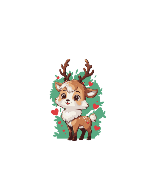 Valentine Deer model alb pe tricou