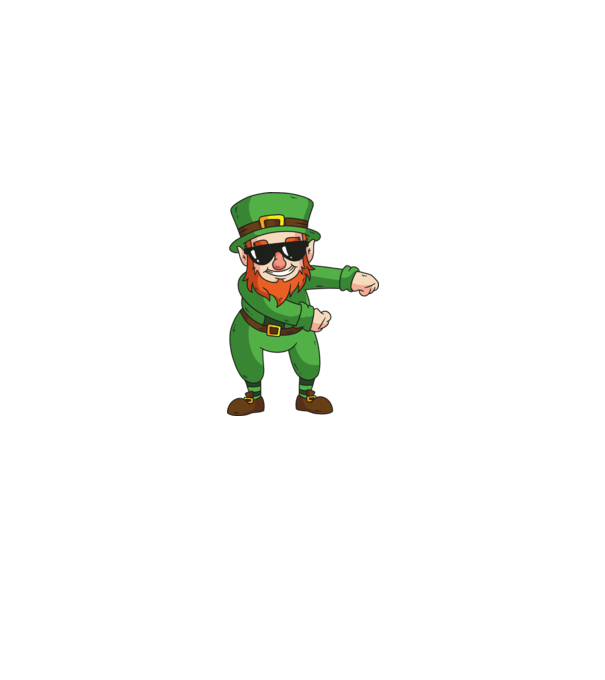 Leprechaun Floss DAB model alb pe tricou