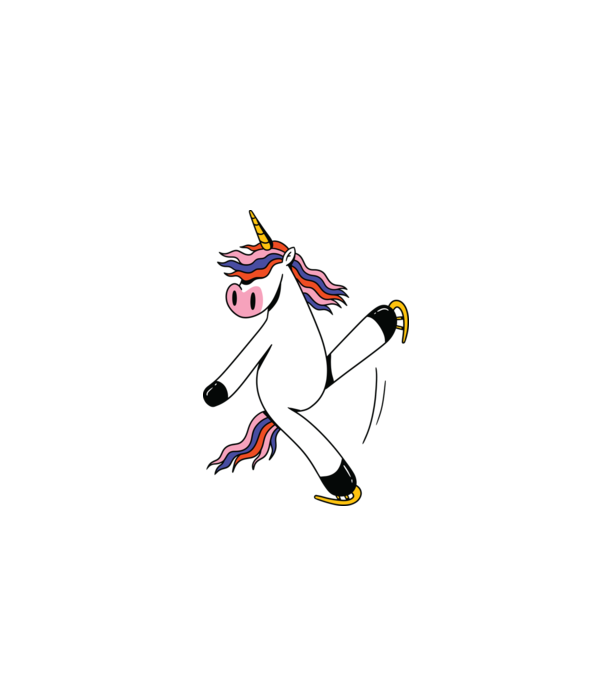 Unicorn cu Patine model alb pe tricou