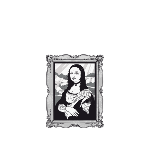 Mona Lisa gotică model negru pe tricou