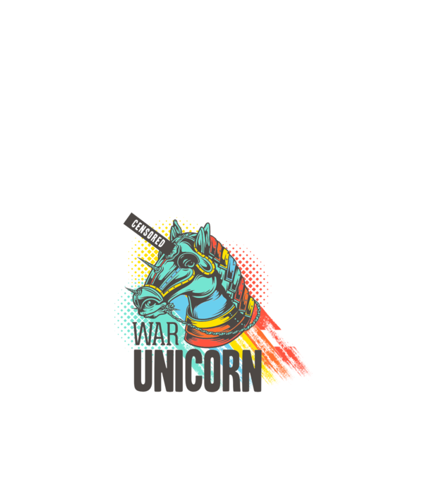 War Unicorn model alb pe tricou