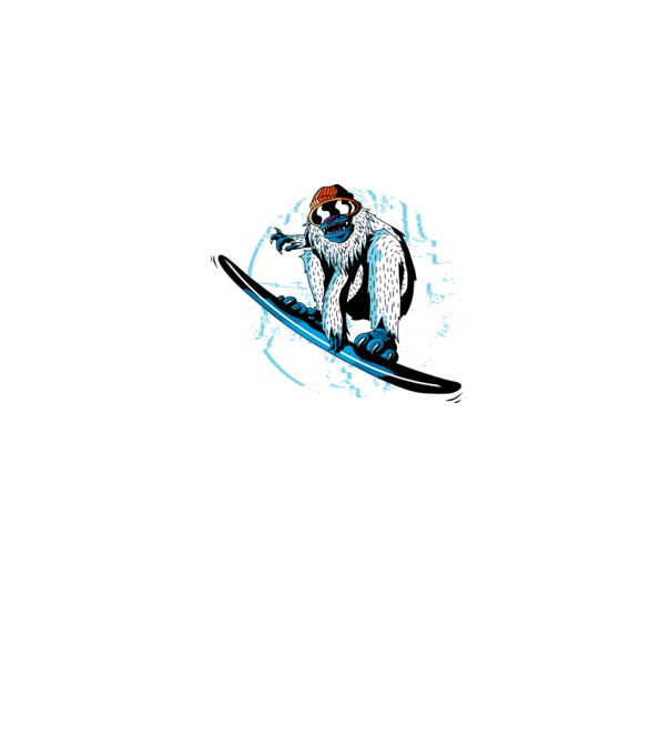 Yeti Snowboarder model alb pe tricou