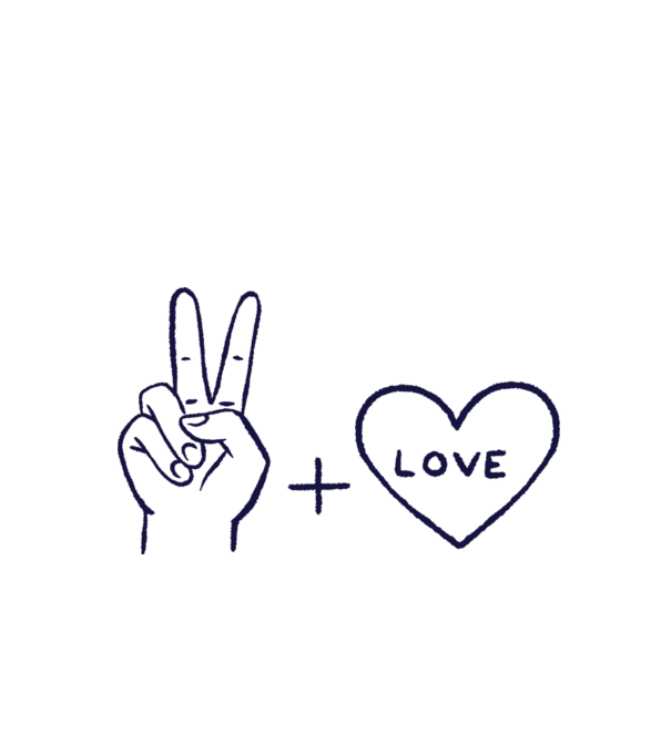 Peace + Love model alb pe tricou