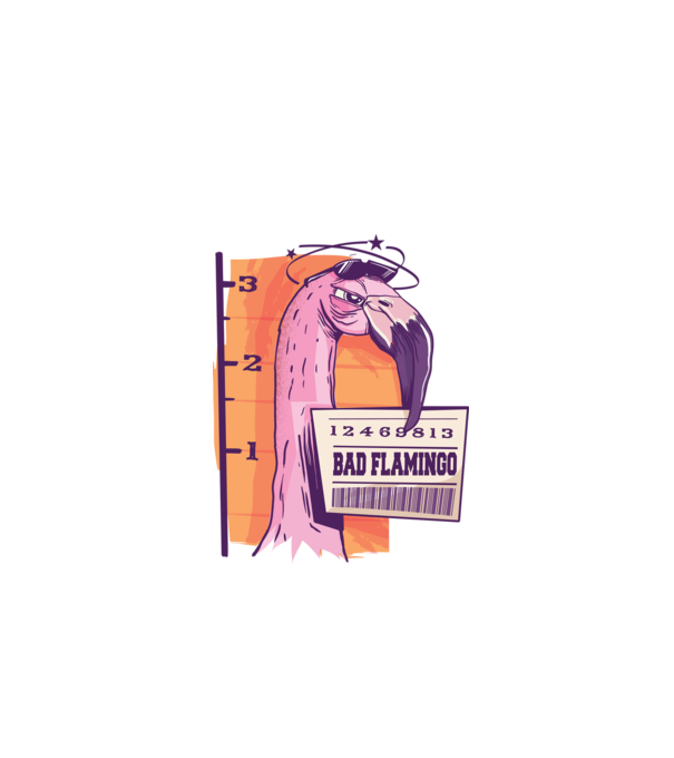 Flamingo arestat amuzant model alb pe tricou