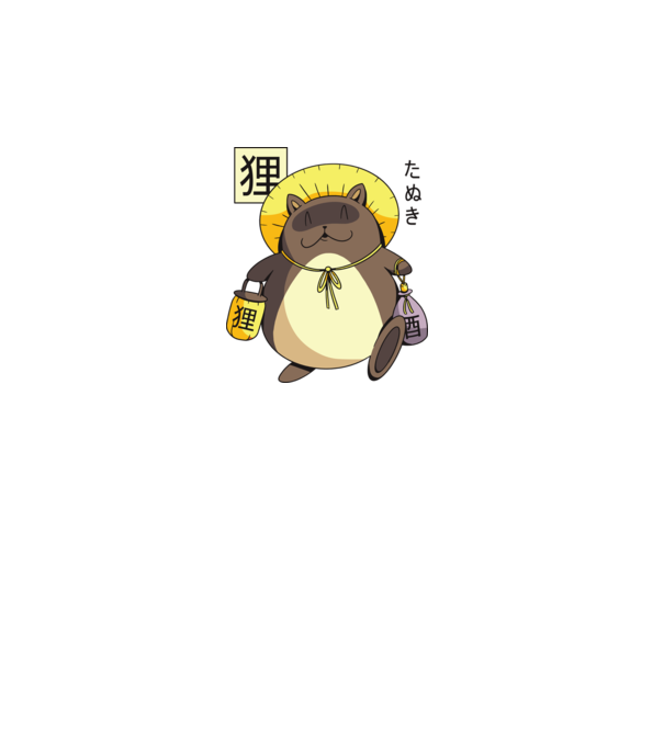 Tanuki Yokai model roz pe tricou