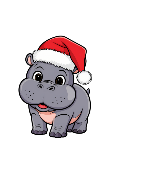 Crăciun Hippo model alb pe tricou