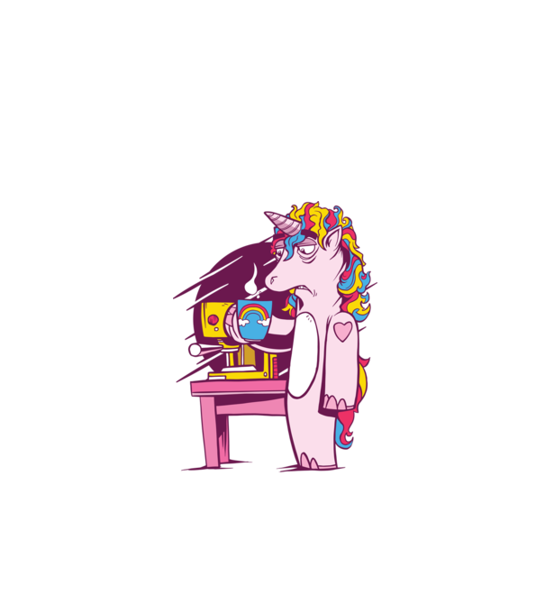 Unicorn Cafea model alb pe tricou