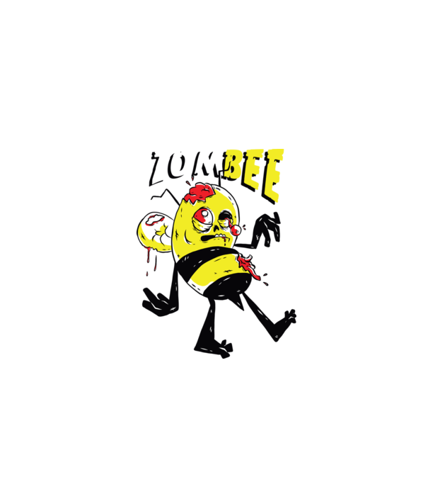 Zombee Albină Zombie model albastru închis pe tricou