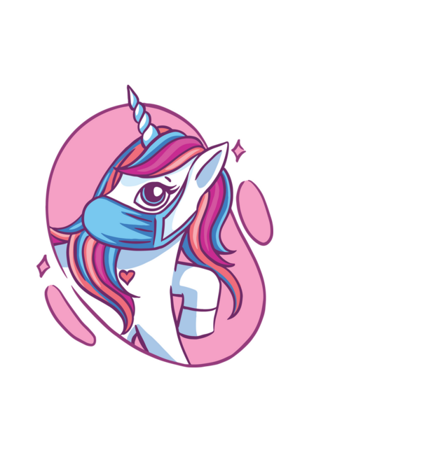 Unicorn drăguț cu mască model albastru închis pe tricou