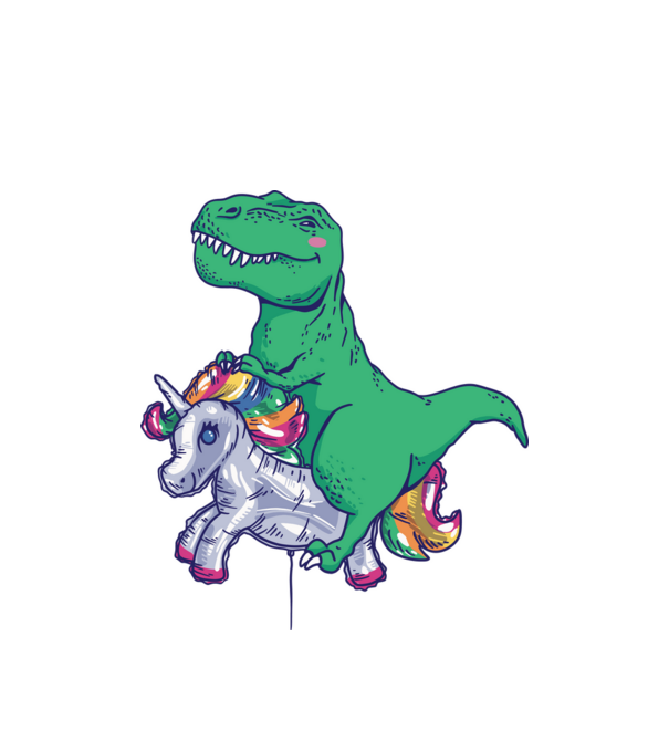 T-rex pe Unicorn balon model alb pe tricou